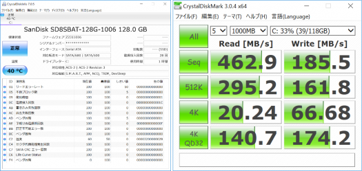 CrystalDiskMark_128GB SSD_仕様_ベンチマーク